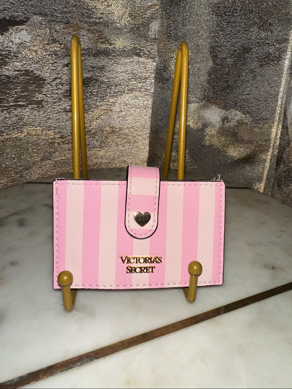 Victoria's Secret Pink Striped Snap Accordion Card Wallet